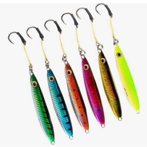 Palomar Fishing Flat Side Ocean Jig Fast Vertical Deep Drop Lure. Set of 6 | New
